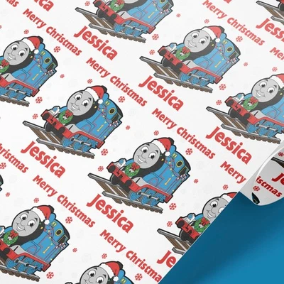 Personalised Thomas the tank Engine Christmas wrapping paper - Image 1 of 4