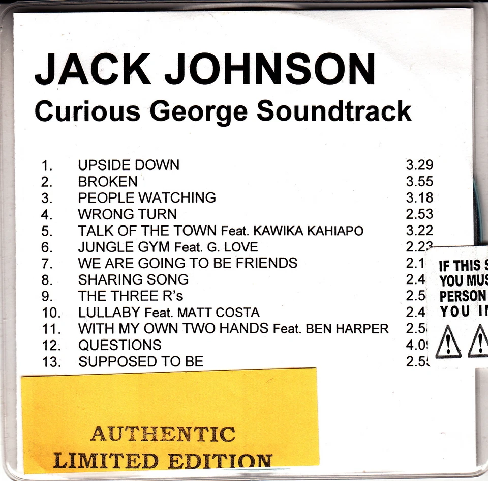 jack johnson curious george soundtrack cd promo Foto 1 de 1