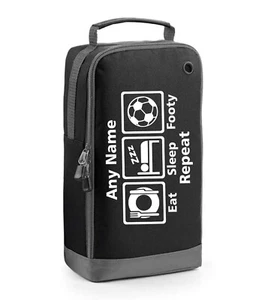 Eat Sleep Footy Wiederholungsdruck personalisierter Sportschuh Fußball Rugby Stiefel Tasche - Bild 1 von 13
