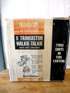 Transette by Midland 8 transister walkie-talkie set in box # 13-080 vintage 1966 - Zdjęcie 1 z 4