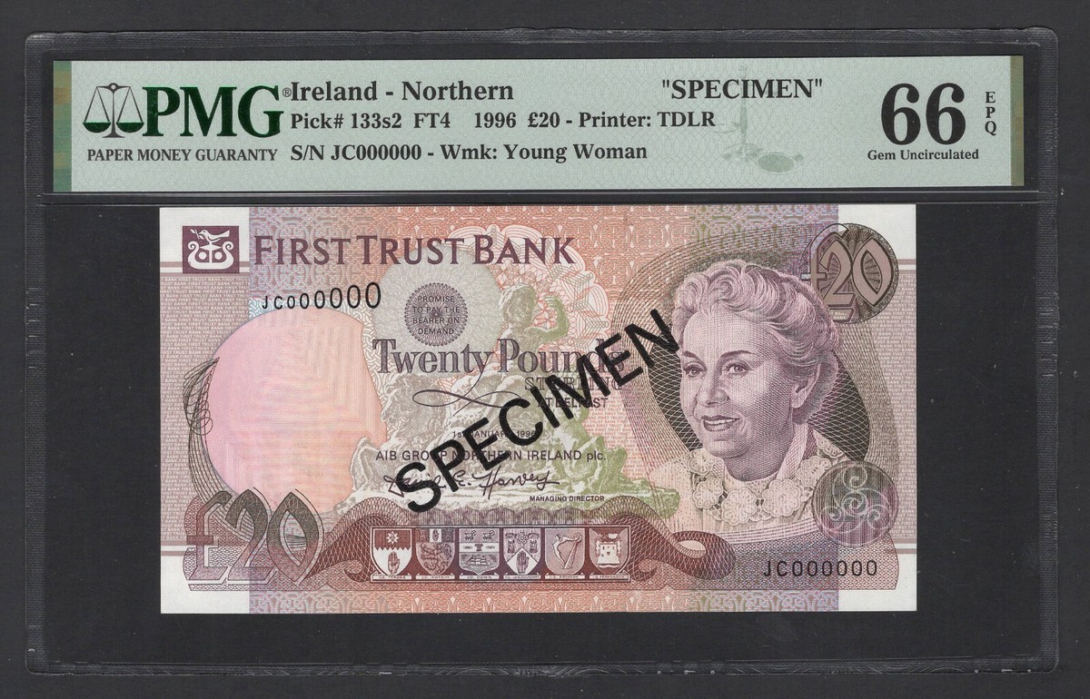 アイルランド旧紙幣（ユーロ導入前）非流通未使用品　PMG鑑定評価済　2枚 PMG 爱尔兰纸币| eBay