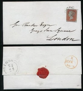 PENNY RED IMPERF Pl.40 EL with MALTESE CROSS + SEAL of MONMOUTH IRON +COAL WALES - Picture 1 of 1