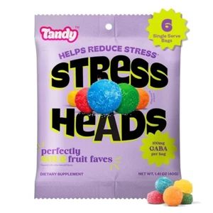 Stress Relief Gummies 6-Pack | GABA Amino Acids | Sour Fruit Flavor | Gluten-Fre - Picture 1 of 8