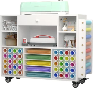 Craft Organization and Storage Cart Compatible with Cricut Machine, Rolling Craf - Picture 1 of 12