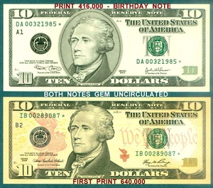 10 Dollars 2003 + 2006 ( 2 GEM STAR NOTES ) World paper money banknotes. - Picture 1 of 3