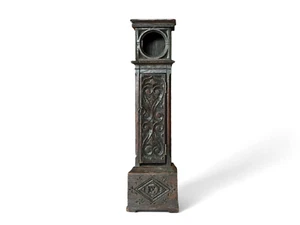 Antique Wood Carved Pocket Watch Hutch as Miniature Longcase Grandfather Clock - Picture 1 of 12