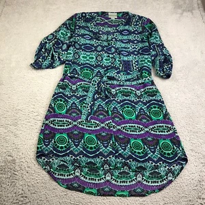 Maeve Anthropologie Frequencies Shirt Dress Womens L Ikat Tie Front Button Up - Picture 1 of 11