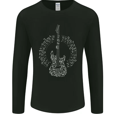 Guitarra Notas Guitarra Eléctrica Guitarrista Rock Hombre Camiseta Manga Larga Foto 1 de 4