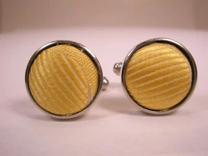 Yellow Damask Fabric Cloth Vintage Cuff Links plain quality - Picture 1 of 7