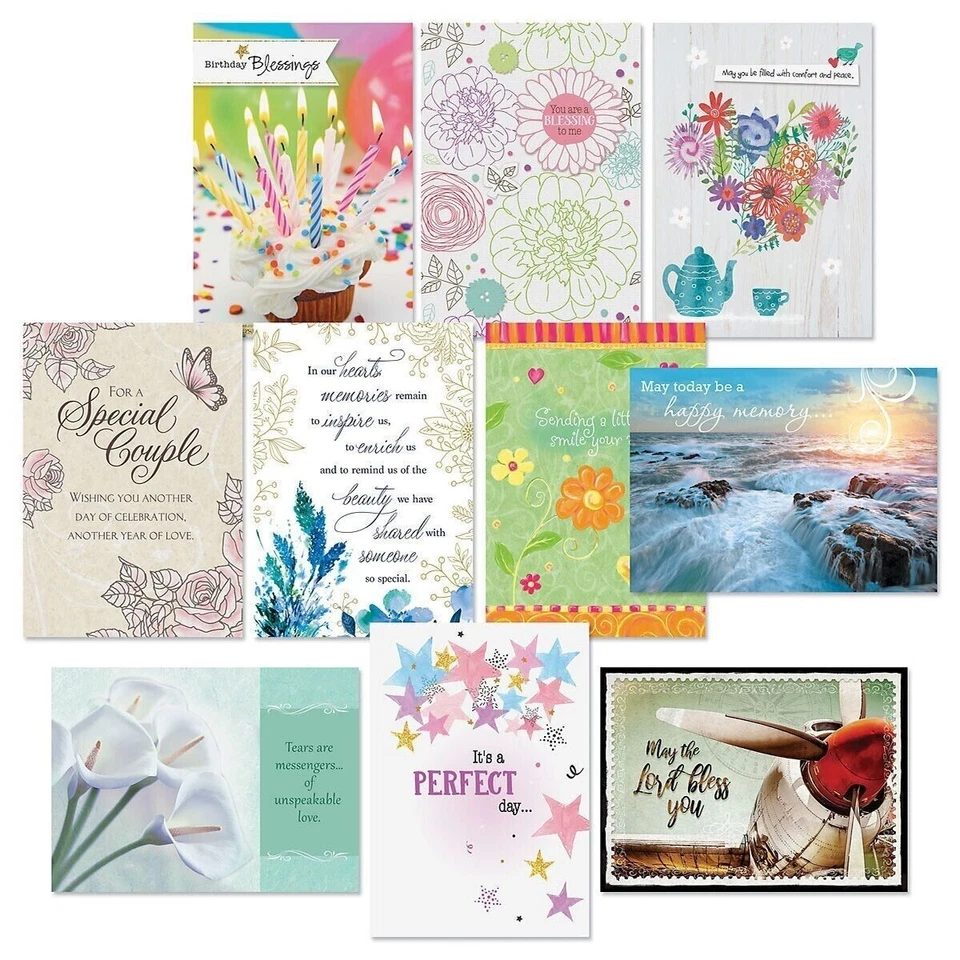 Assorted Printed Faith Inspired Message Cards Faith Worded Set of 10 w Envelopes - Image 1 of 1