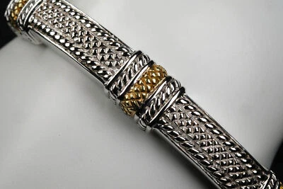 Pre-Owned Judith Ripka JR Two JRII Sterling 18K Diamond Cuff Bracelet Foto 1 de 4