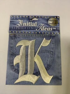 Vintage NIP Calligraphy INITIAL IDEAS White Letter K BADGE ART - Picture 1 of 6