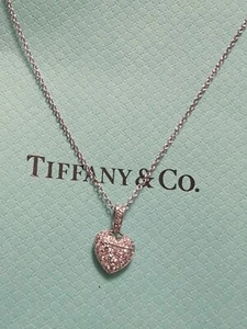 Tiffany & Co. France Pave Diamond Platinum Heart Pendant & Chain 2003 - Picture 1 of 16