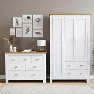 Bedroom Furniture Set Chest of Drawers Wardrobe Bedside Cabinet Table 2 Piece - Picture 1 of 43