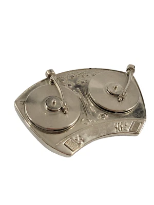 Álbumes de discos giratorios con hebilla de cinturón Silver Star DJ tono plateado Foto 1 de 4