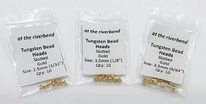 Gold Slotted Tungsten Bead Heads for Fly Tying, in 2.5mm 3mm & 3.5mm - Picture 1 of 4
