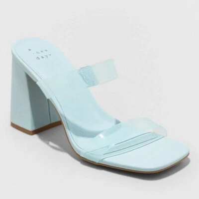NEW! Women's Clear Strap Cushioned Heels, Light Blue - A New Day, Deanna - Image 1 of 4