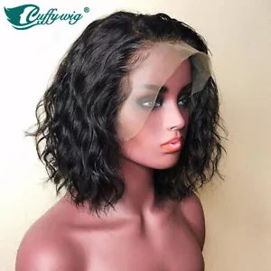 Short Water Wave 13*6 Lace Front Human Hair Wigs Bob Full Lace Wigs For Women - Picture 1 of 9