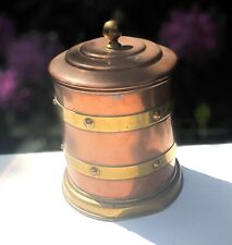 Arts And Crafts Brass And Copper Barrel Shaped Antique Tea Box Tea Caddy