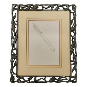 Art Nouveau Pewter Picture Frame for 8x10 Photo Ornate Floral Scroll No Glass - Picture 1 of 10