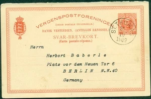 DWI #BKd12a, tarjeta de respuesta de 10 bits vinculada St. Thomas a Alemania, en muy buen estado, Facit $390.00 - Imagen 1 de 1