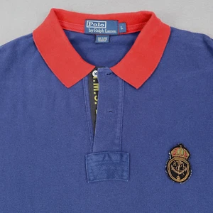 Polo Ralph Lauren HMS Bleeker Polo Shirt Crest Corona Ancoraggio Logo Uomo L Vintage - Foto 1 di 6