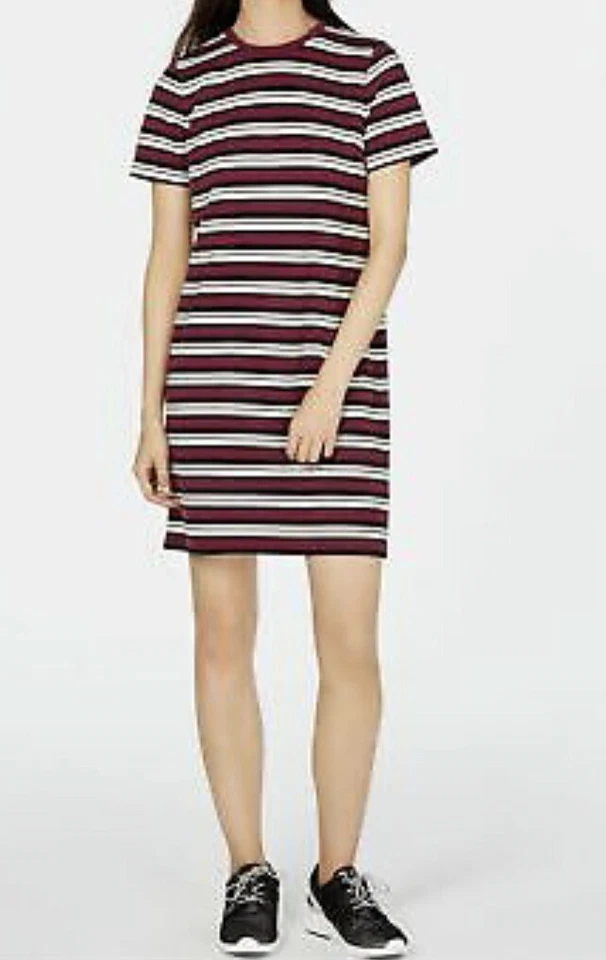 Michael Kors Womens 0259 Burgundy Striped Short Shift Dress PS Petites