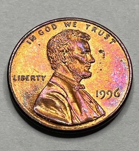 1996 Lincoln Memorial Cent w/Lightning Rods, Error Coin,Full Steps,Red Toning - Picture 1 of 9