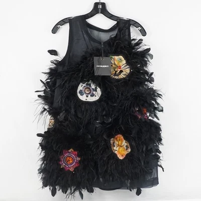 Mini Vestido Cynthia Rowley Floral Pluma Organza Negro Multi Para Mujer Talla XS Foto 1 de 4