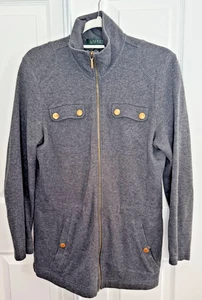 Ralph Lauren Full Zip Cardigan Pullover Jacke Damen Large Grau Langarm - Bild 1 von 9