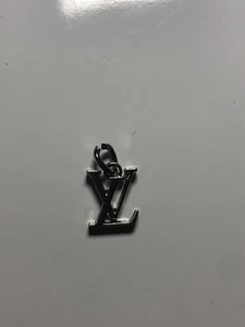 LOUIS VUITTON pendant Brass & Silver charm / zip Pull Flower Motif Enamel LV - Picture 1 of 2