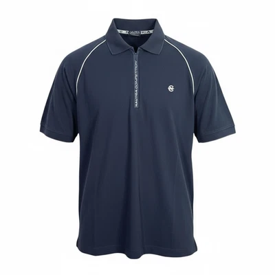 Camisa de Competición Nautica Para Hombres L Azul Marino Malla Forrada Manga Raglán Cuarto Cremallera Foto 1 de 4