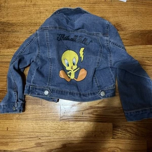 Girls Looney Tunes Tweety Bird Denim Jean Jacket XS 4 5 Blue, Extra Small 4/5 - Picture 1 of 4