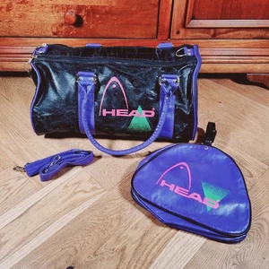 Bolso de Mano Vintage Años 90 Head Monte Carlo Negro Púrpura Con Cerradura y Llave Rosa - Imagen 1 de 22