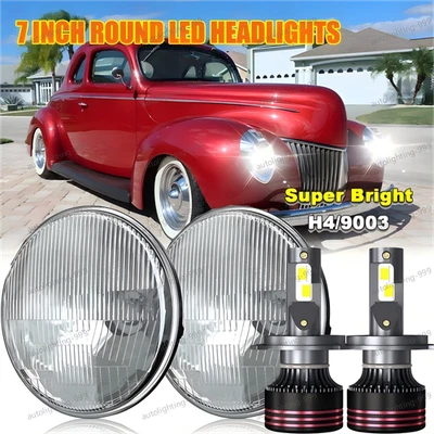 Faros LED redondos de 7 pulgadas 2 piezas para Ford Deluxe 1939-1951 Foto 1 de 4