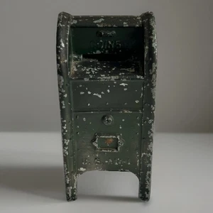 1920 Mini U.S. Mail Cast Iron Coin Bank-Green Mailbox-Early 20th Century Vintage - Picture 1 of 9