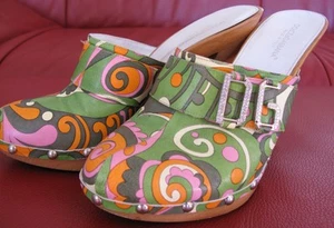 Dolce & Gabbana 40 D&G Sabot  Strass Clogs Sommerschuhe farbig Leder Holzclogs - Bild 1 von 16