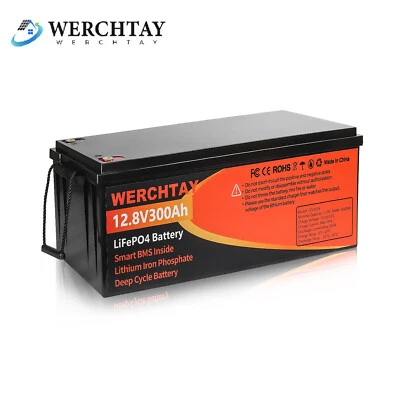 WERCHTAY 12V 300Ah Lithium Batterie LiFePO4 Akku mit 200A BMS Wohnmobil Solaranlage Boot