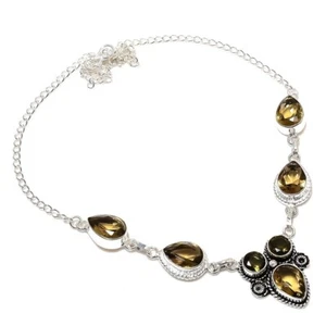 Smoky Quartz Gemstone Handmade 925 Sterling Silver Jwelery Necklace Size 18'' - Picture 1 of 1