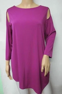 Peck & Peck 3/4 Sleeve Cut Out Cold Shoulder Asymmetrical Top Size M Orchid - Picture 1 of 2
