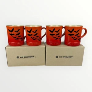 Le Creuset Halloween Fledermäuse Tassen Orange Sammeltassen 14oz 4er Set Neu im Karton - Bild 1 von 7