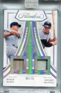 2022 Panini Flawless Legendary 5 Roger Maris Mickey Mantle Dual Bat Jersey 6/15