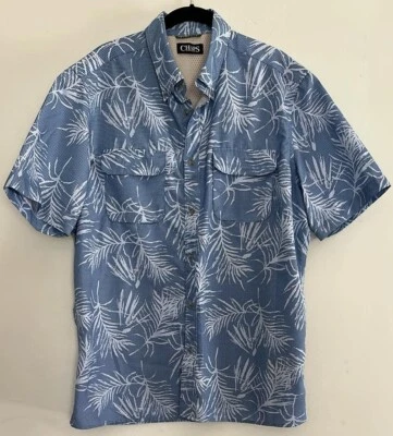 Camisa Chaps Para Hombre Talla LG Azul Campamento Hawaiano Día del Padre Regalo Vacaciones Resort Cru Foto 1 de 4