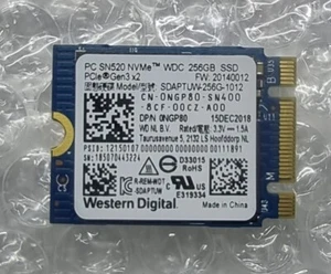 Western Digital SN520 256GB NVMe PCIe M.2 2230 SSD SDAPTUW-256G-1012 Dell 0NGP80 - Picture 1 of 1