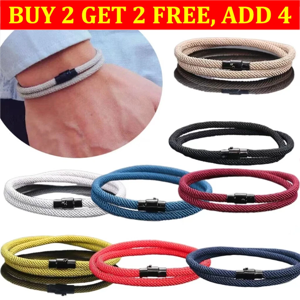 Novel Minimalist Mens Milan Rope Bracelet Double Layer Survival Bracelets Chain - Image 1 of 4