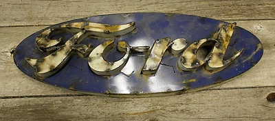 Recycled Tin Metal OVAL FORD Sign Gas Oil Garage Man Cave Home Decor - Image 1 of 2