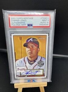 2001 Topps Heritage Real One Autograph/Auto Chipper Jones Braves PSA 9/10 Auto
