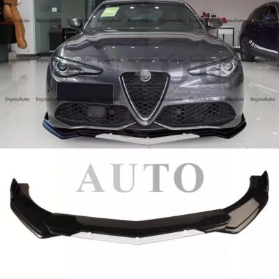 For Alfa Romeo Giulia Front Bumper Lip Spoiler Splitter Gloss Black White Foto 1 de 4