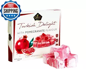 Cerez Pazari Turkish Delight with Pomegranate Flavour 200 Gr Gourmet Small Size - Picture 1 of 12