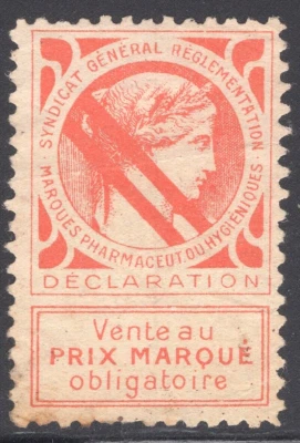 FRANCE PHAMACEUTICAL BRAND/ DECLARATION SEAL /"SELL MANDATORY BRAND PRICE" MNG - Image 1 of 2